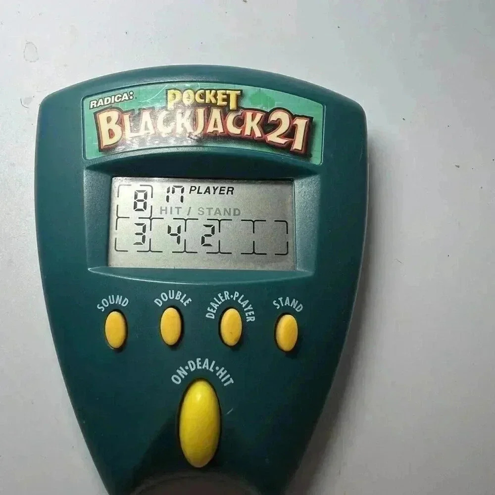 Vintage Radica 1999 Pocket Blackjack 21 Handheld Electronic Travel Game VGC